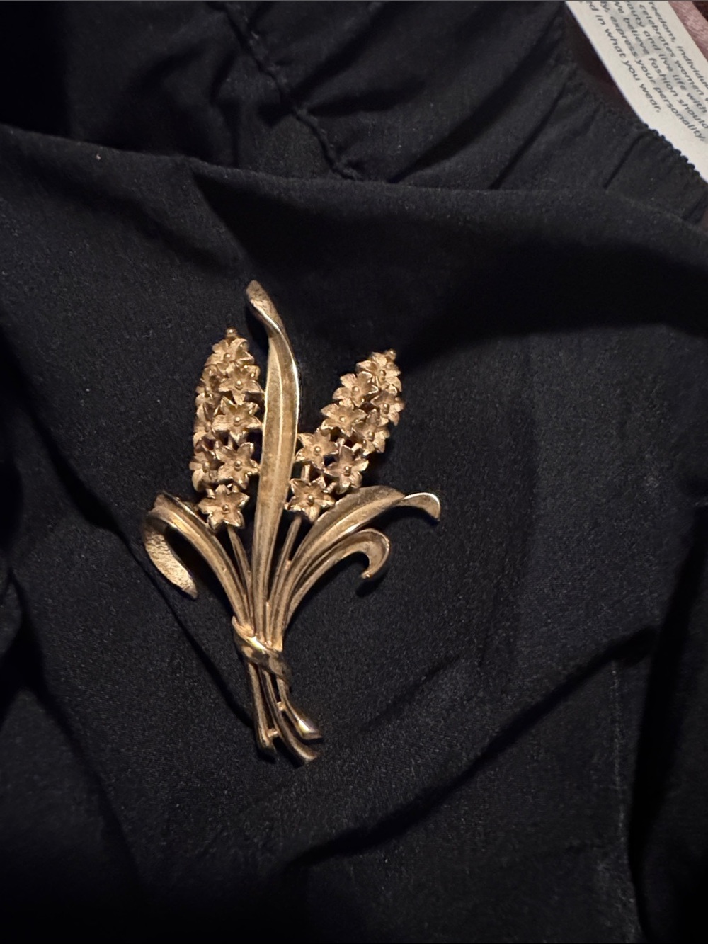 Gold Floral Spray Brooch Pin for Women